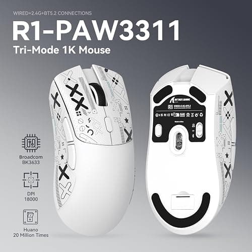 ATTACK SHARK X68HE 60% Wired RT 8K Keyboard+Wireless R1 Mouse-White Contour | Adjustable Actuation,Hall Effect Mechanical Magnetic Switch,Coiled Cable,USB C/2.4Ghz/BT Ultralight 18K DPI Mice for PC Gamer thumbnail 7