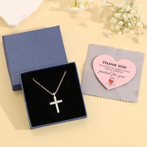 NOMOKOS Cross Necklace for Women - 18K Gold Plated Gold Necklace Cross Pendant Necklaces Dainty Simple Tiny Choker Necklaces for Women Trendy Jewelry thumbnail 6
