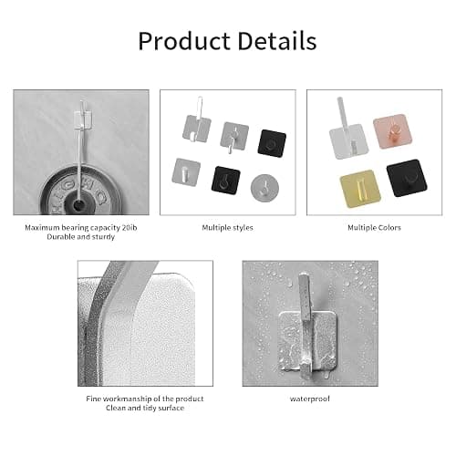 Paoli Heavy Duty Adhesive Hooks,Self-Adhesive Hooks Multiple Colors and Styles 30 lb Maximum Load for Home Schools and Offices (4pc, Rose Gold) thumbnail 6
