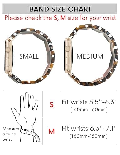 Heesch Tortoise Stretchy Watch Band Compatible with Apple Watch Serise Ultra/SE/8/7/6/5/4/3/2/1, Resin Cute Watch Strap Wristband for iWatch Bracelet for Women Men Girls, 38/40/41mm, 42/44/45/46/49mm, Oval Version thumbnail 2