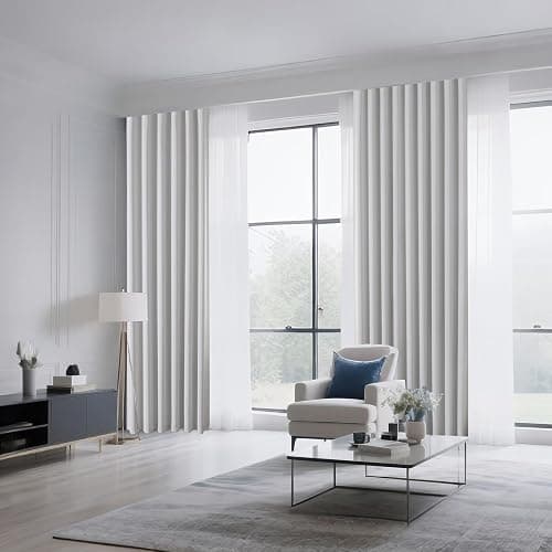 CUCRAF Grayish White Blackout Curtains 84 inch Length 2 Panels Set, Rod Pocket Room Darkening Drapes for Bedroom Living Room, Insulated Thermal Light Blocking Window Curtain (W52 x L84 Inch) thumbnail 9
