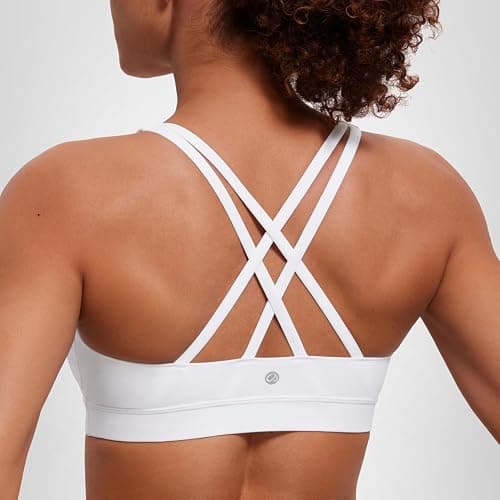 CRZ YOGA Naked Feeling Strappy Sports Bras | Medium Support, Removable Pads, Yoga, Sleek, Scoop Neck, for Women thumbnail 7