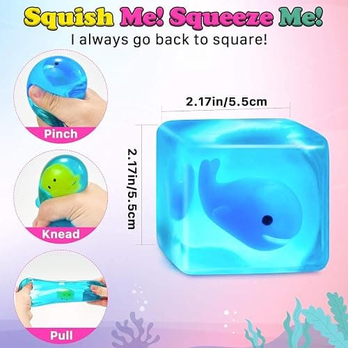 Squishy Fidget Toys Stress Cube - Squeeze Toys Stress Balls for Adults Slow Rising Squishies Glow in The Dark Sugar Sensory Toys for Kids with Autism Stress Relief Fidgets for Classroom Prize Toys thumbnail 2