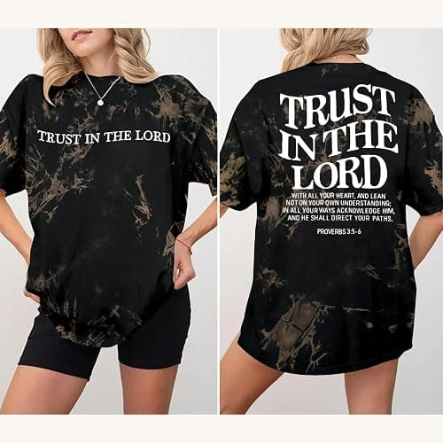 Trust in The Lord Christian Shirts God Faith Religious T Shirts Oversized Jesus Tshirt Women Bible Verse Tee Tops thumbnail 4