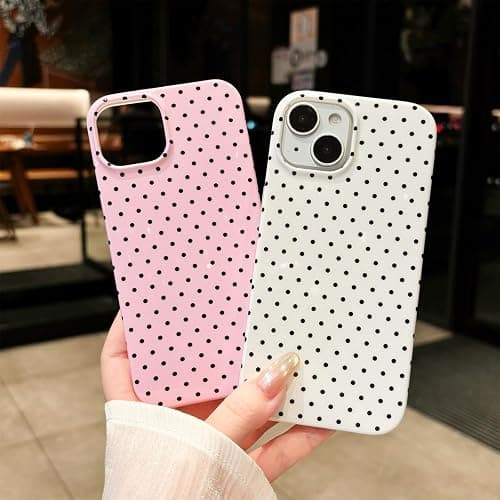 Jmltech for iPhone 16 Plus Case Polka Dot Phone Cases Women Girly Cute Aesthetic Design Trendy Simple Case Slim Shockproof Protective Cover Pink thumbnail 2