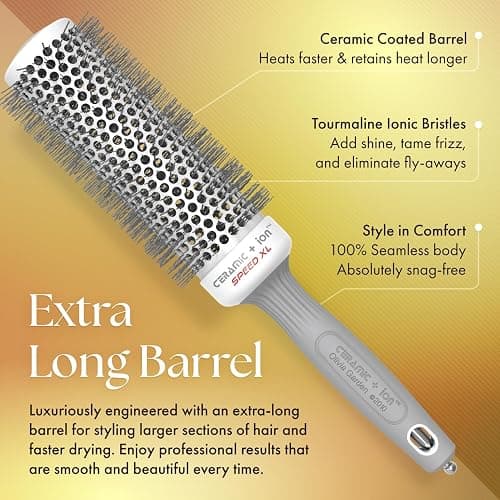 Olivia Garden Ceramic + Ion Speed XL - Extra-Long Round Thermal Hair Brush - Not Electrical - Professional Blowout Brush for Normal to Thick Hair thumbnail 2
