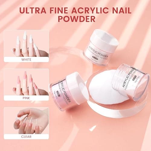 Practice Hand for Acrylic Nails with Acrylic Nail Powder Kits for Beginners | Fake Nail Hand with 3Colors Acrylic Powder, 12Colors Glitter, 100PCS Tips, Monomer for Nail Extensions Practice thumbnail 7