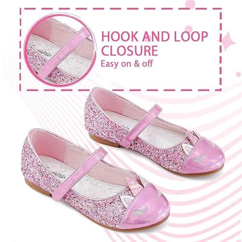 Furdeour Girls Dress Shoes Mary Jane Flower Wedding Party Bridesmaids Shoes Glitter Princess Ballet Flats for Kid Toddler thumbnail 5
