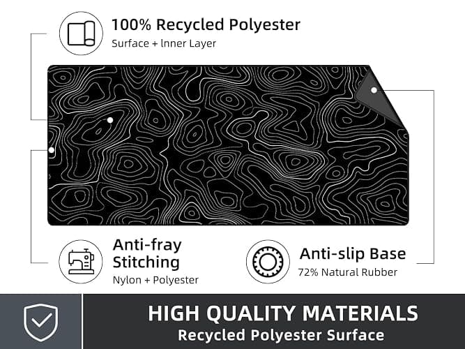 Rinaze Extra Large Gaming Mouse Pad with Black Topographic, XXL Mousepad, Big Mouse Mat Desk Pad, Non Slip Keyboard Pad for Gaming Computer Laptop PC Office Desk Accessories thumbnail 5