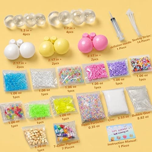 DIY Stress Ball Making Kit - 14 TPR Skins - Immersive Asmr Ball Squishy kit- Craft Kits Stress Balls - Handmade Make Your Own Fidget Stress Balls Kit for Adults - Crunchy Relaxing thumbnail 2