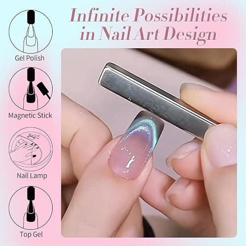BORN PRETTY Blue Purple Cat Magnetic Eye Gel Nail Polish Rainbow Gel Polish | Aurora Firefly Color Cat Magnetic Gel Polish Glitter Magnetic Gel Nail Manicure Salon DIY 15ml thumbnail 7
