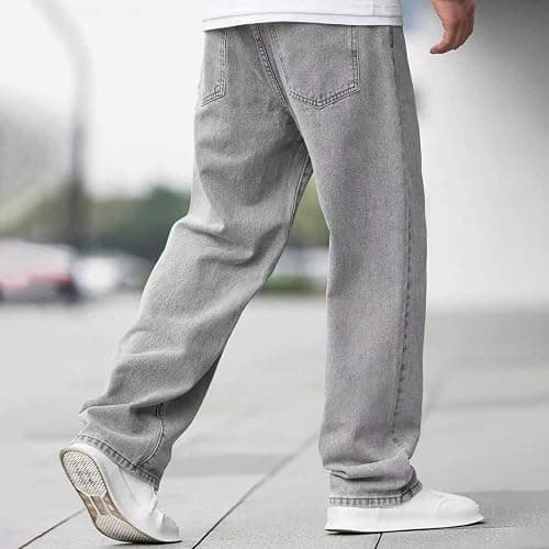Baggy Jeans for Boys Straight Wide Leg Elastic Elastic Vintage Denim Pants Casual Y2k Loose Fit Streetwear Trousers thumbnail 3