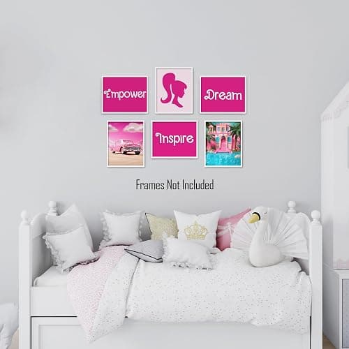 Brooke & Vine Pink Aesthetic Girl Bedroom Decor Girl Birthday Party(UNFRAMED 8 x 10 Set of 6) Empowerment Posters Dream House Car Inspirational Teen Girl Room Wall Art Prints Tween Bedroom, Dorm, Desk - Pink Doll thumbnail 2