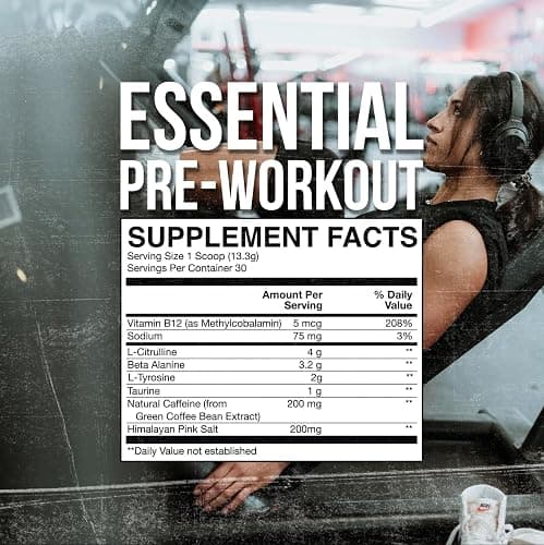 RAW Nutrition - Essential Pre - Chris Bumstead Pre Workout Formula, Sports Nutrition Pre-Workout Powders | Men & Womens Drink, Energy Powder for Working Out (Blue Raspberry) thumbnail 6