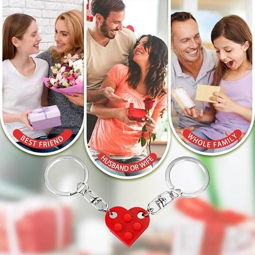 BOBIPRO Couples Matching Stuff Gifts - Red Heart Keychain, Matching Couple Heart Keychains Decorations Christmas Valentines Day Gifts for Boyfriend Girlfriend thumbnail 7