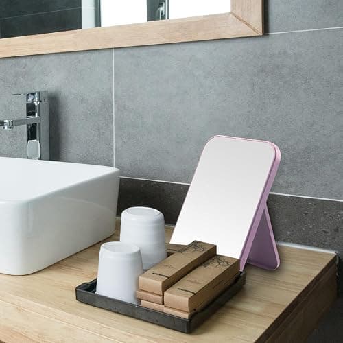 DVHOK 8-Inch Desktop Makeup Mirror, Portable Princess Mirror,Table Desk Wall Hanging Dual-Purpose Square Mirror White thumbnail 7