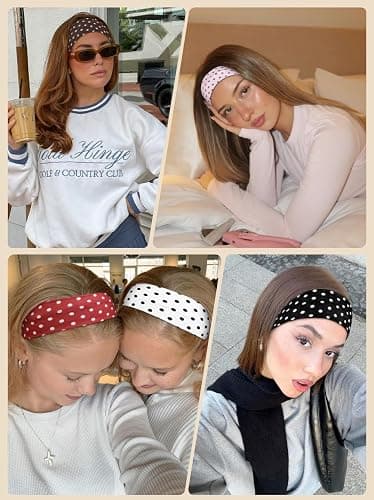 TERSE Polka Dot Headbands for Women Trendy Women Hair Accessories: Cute Head Bands for Women's Hair Fashion Hairbands 6PCS thumbnail 6
