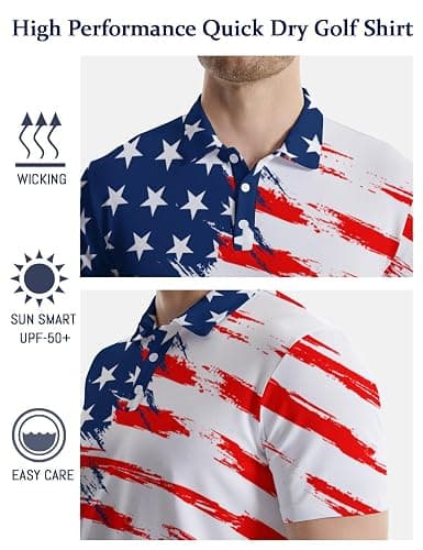Golf Polo Shirts for Men Funny Print Quick Dry Short Sleeve Performance Golf Shirts Moisture Wicking Polo Shirts thumbnail 5
