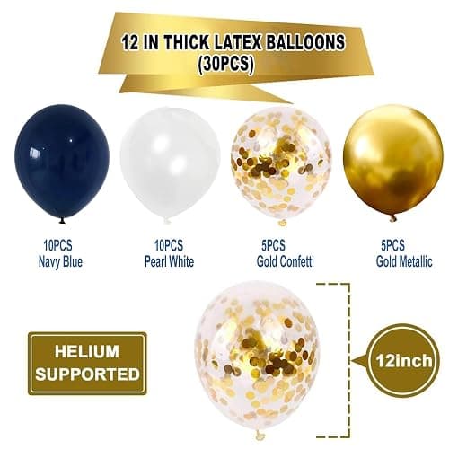YGYXMY Birthday Decorations for Men, Navy Blue and Gold Party Decorations Set - Happy Birthday Banner, Balloons, Tissue Pompoms, Swirls, Tassels Garland thumbnail 5