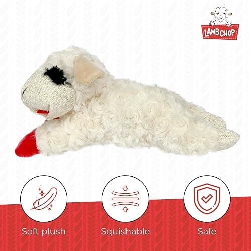 Multipet Mini Lamb Chop Officially Licensed, Plush, Squeak Pet Toy (White, 10') thumbnail 3