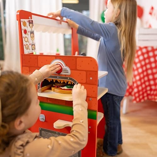 Melissa & Doug Wooden Pizza Food Truck Activity Center | 53 Pcs, Wooden Food Truck with Oven, Slicable Pretend Play Food, Felt Toppings, Ice Cream, Preschool Toys for Kids, Ages 3+ thumbnail 8