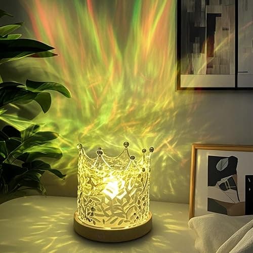Ocean Wave Projector Lamp,16 Color Northern Lights Projector with Remote & Touch Control, Rechargeable Night Light Mood Lighting for Girls Bedroom Gifts (Crown Light) thumbnail 6