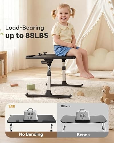 SAIJI Height & Angle Adjustable Lap Desk Laptop Stand for Bed | LightWeight Foldable Portable Laptop Table for Couch Sofa Chair Floor thumbnail 5