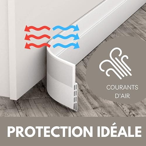 Vellure® Bas de porte anti-courant d'air & étanchéité porte - NOUVEAU bas de porte isolant (rapide à installer), idéal pour l'isolation contre le froid, le bruit & l'humidité (1 x blanc) thumbnail 3