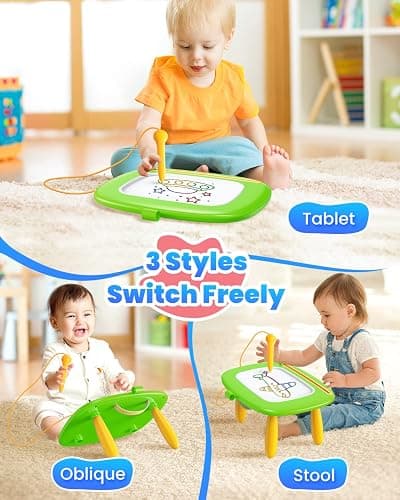 Seimome Toddlers Magnetic Drawing Board, Ages 1-3, Green, 8.9 Inch Drawing Area, Toddler Girl Toys, Learning Numbers & Alphabet - Green thumbnail 2