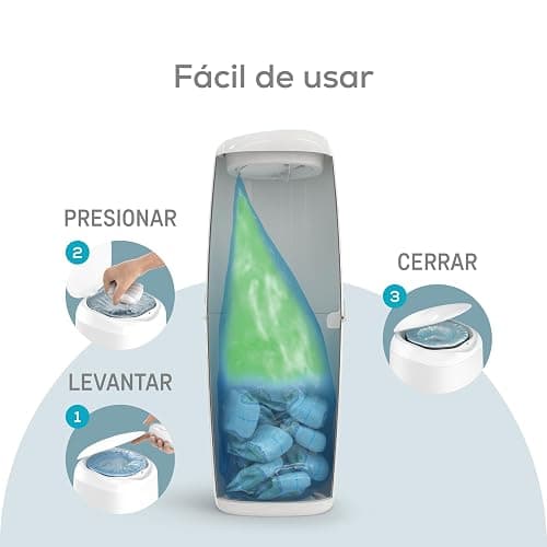 Angelcare Cubo para pañales Classic XL. Incluye un repuesto octogonal de alta capacidad y resistente a olores (1 mes - 210 pañales talla 1). Práctico, eficiente y económico. thumbnail 6