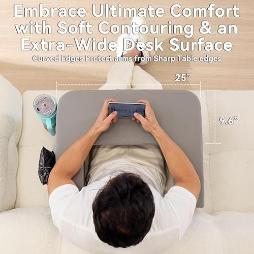 septsun Reading Pillow for Gaming,Soft Lap Desk Pillow for Laptop,Ultimate Lap Pillow with Cup Holder Pocket,Comfort Laptop Lap Desk for Bed Couch Car (Gray, Large) thumbnail 9