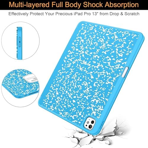 Soke Case for New iPad Pro 13 Inch (M5/M4, 2025/2024 Release), with Pencil Holder Trifold Stand Shockproof [Support Apple Pencil Charging + Auto Wake/Sleep], Soft TPU Back Cover, Book Blue thumbnail 5
