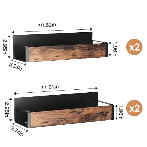 Vetacsion 4 Pack Moveable Fridge Magnetic Spice Racks,Metal(Wood) thumbnail 2
