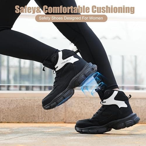 Hogent Steel Toe Shoes for Women Men Wide Non Slip Composite Work Sneakers Indestructible Comfortable Safety Tennis Shoes Lightweight Breathable Construction Sneakers Puncture Proof Ergonomic Design thumbnail 6