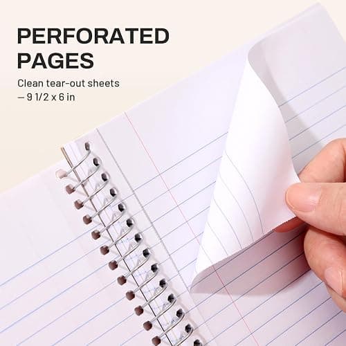 SUNEE Spiral Notebook, 2-Subject, College Ruled Paper, 6" x 9-1/2", 80 Sheets, Spiral Notebooks for School, Black thumbnail 6