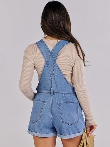 ANRABESS Overalls for Women Denim Shorts Overalls 2026 Summer Casual Loose Fit Adjustable Rompers Jean jumpsuit Bib Shortalls thumbnail 3