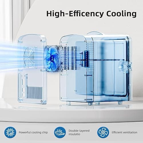 Electactic Compact Refrigerator, Portable Mini Fridge, Skin Care 4L Capacity/6 Cans, for Bedroom, Car, Office & Dorm, Small Cooler for Cosmetics, Beverage and Food, White thumbnail 5
