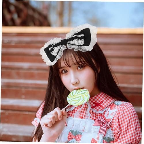 minkissy Kawaii Lolita Bow Headband Elastic Lace Hair Hoop for Cosplay Weddings Parties More Comfortable Design Cute Accessory for Women thumbnail 6