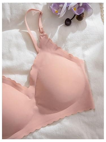 BEAUDRM Women's 6 Pieces Bra Scallop Seamless Padded Comfy Wireless Bralettes Cami Tops thumbnail 3
