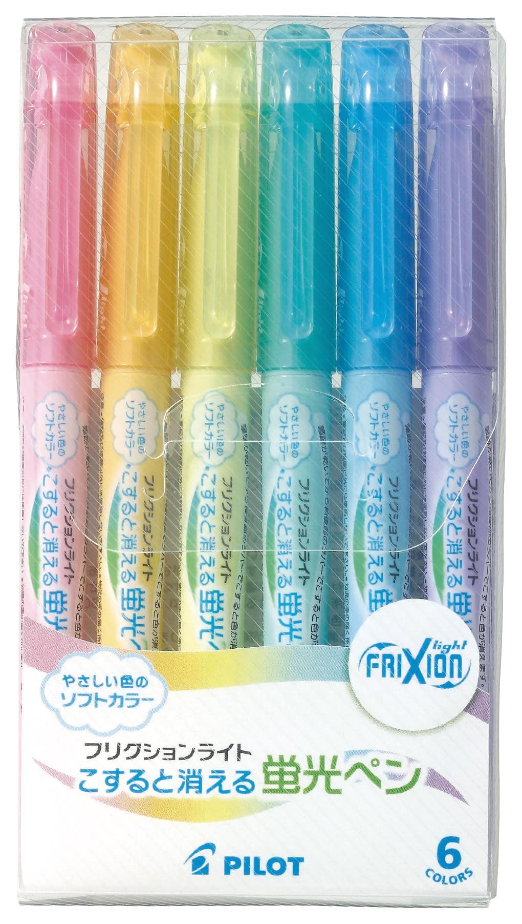 Pilot Highlighter Frixion Light, 6 Soft Color Set (SFL-60SL-6CS) - Image 1