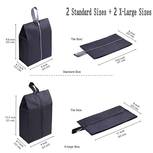 YAMIU Travel Shoe Bags Set of 4 Waterproof Nylon with Zipper for Men & Women, Black thumbnail 2