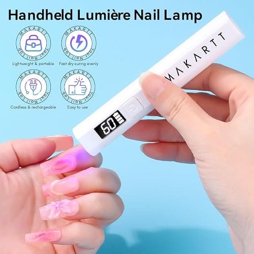 Makartt Handheld UV Nail Lamp, Mini Cordless Flash Cure Nail Light for Gel Nail Polish & Nail Glue, Rechargeable USB UV Light Fast Drying with LCD Display, Portable DIY Nail Art Gift, Home Salon Use thumbnail 2