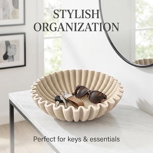 OAKOA Large Decorative Bowl for Home Decor - Purse Bowl Decor - Key Bowl for Entryway Table - Coffee Table Bowl - Organic Modern Home Decor thumbnail 6