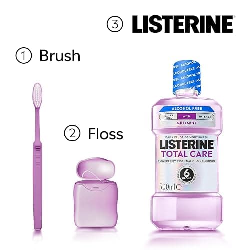 Listerine Total Care Mild Taste (Alcohol Free) Antibacterial Mouthwash (500ml), Fresh Mint Flavour With 6-in-1 Benefits thumbnail 9