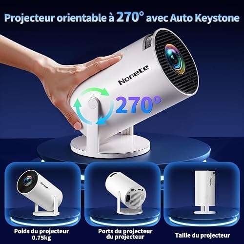 [App Intégrée & 2026 Upgraded] Vidéoprojecteur 4K 1080P FHD Projecteur avec WiFi 6 Et Bluetooth 5.2 Supporte Auto Keystone 270° Rotation Compatibile avec HDMI/TV Stick/Memory Stick/PC, Blan thumbnail 5