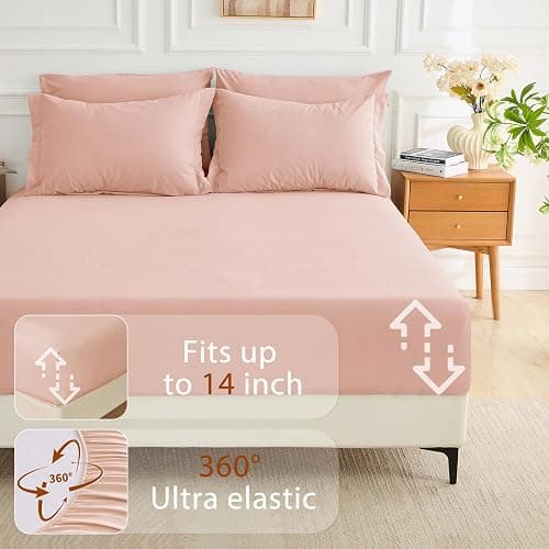 MUXHOMO Queen Comforter Set 7 Pieces, Soft Bed in a Bag, Rose Gold | All Season Queen Size Bedding Set with Comforter, Flat & Fitted Sheets, Pillowcases & Shams, OEKO-TEX Down Alternative Fill thumbnail 6
