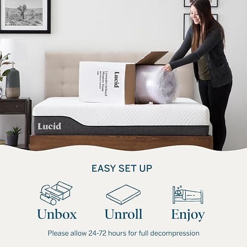 Lucid 3 Inch Lavender Memory Foam Mattress Topper, Twin XL Size – Essential Oil Infusion – Deep Plush Feel, Pressure-Relieving Bed Topper – Ventilated and Breathable – CertiPur Certified thumbnail 2