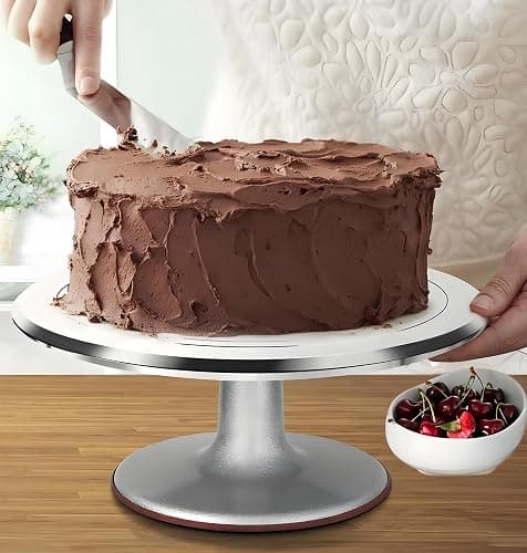 Tortenplatte Drehbar Aluminiumlegierung, Yizish Drehbare Tortenplatte 31 cm, Drehteller Torte Dekorationssets mit 2 Eisspatel und 3 Teigschaber Edelstahl zum Backen, Gebäck und Muttertag thumbnail 7