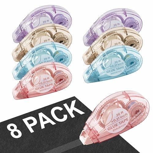 MARCADORUS Double Sided Tape Roller for Crafts, 26 Ft x 0.31 in Glue Tape for Scrapbooking, Pack of 8 Glue Tape Roller Junk Journal Supplies & Scrapbook Supplies. - Image 1