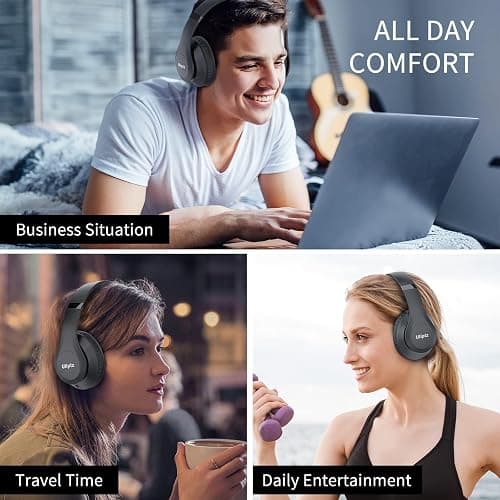 Uliptz Bluetooth Headphones Over Ear, Wireless HiFi Stereo Foldable Headset | 65H Playtime, Bluetooth 6.0, 6 EQ Modes, Built-in Mic, Deep Bass Stereo, Lightweight Design for Home, Office, Travel & PC thumbnail 8
